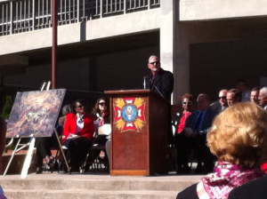 jenkins-veterans-day Jenkins speaks on the steps of the Bradley County Courthouse.
