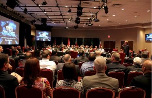 World Missions Director Tim Hill, far right, addresses a joint session between the World Missions Board and the FIND Coalition (click on photo to enlarge).