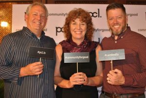L-R: Immediate past director Fred Garmon, in-country Cambodia director, Julie Martinez, and new executive director, Travis Johnson.
