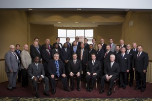 Members of the International Council and International Executive Council pause between sessions at the Church of God International Offices. Members of the Executive Committee (seated) serve on both councils (click on photo to enlarge).